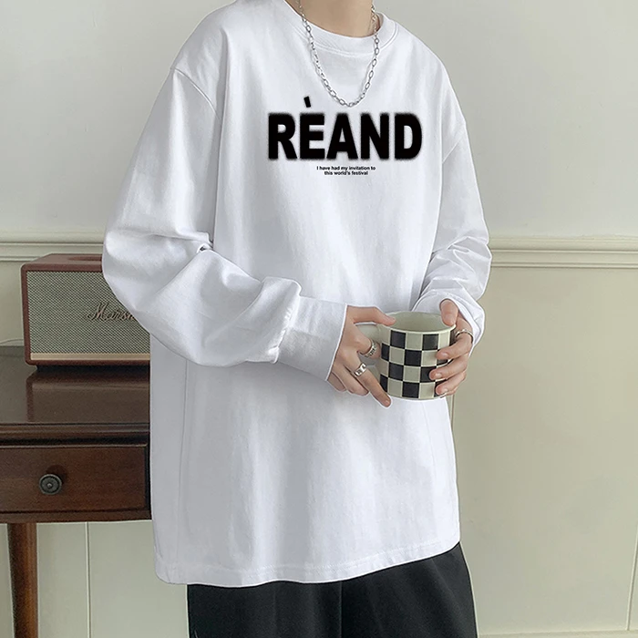 大码纯棉胖子2-300斤字母别致设计学生青春活力少年感春秋长袖T恤