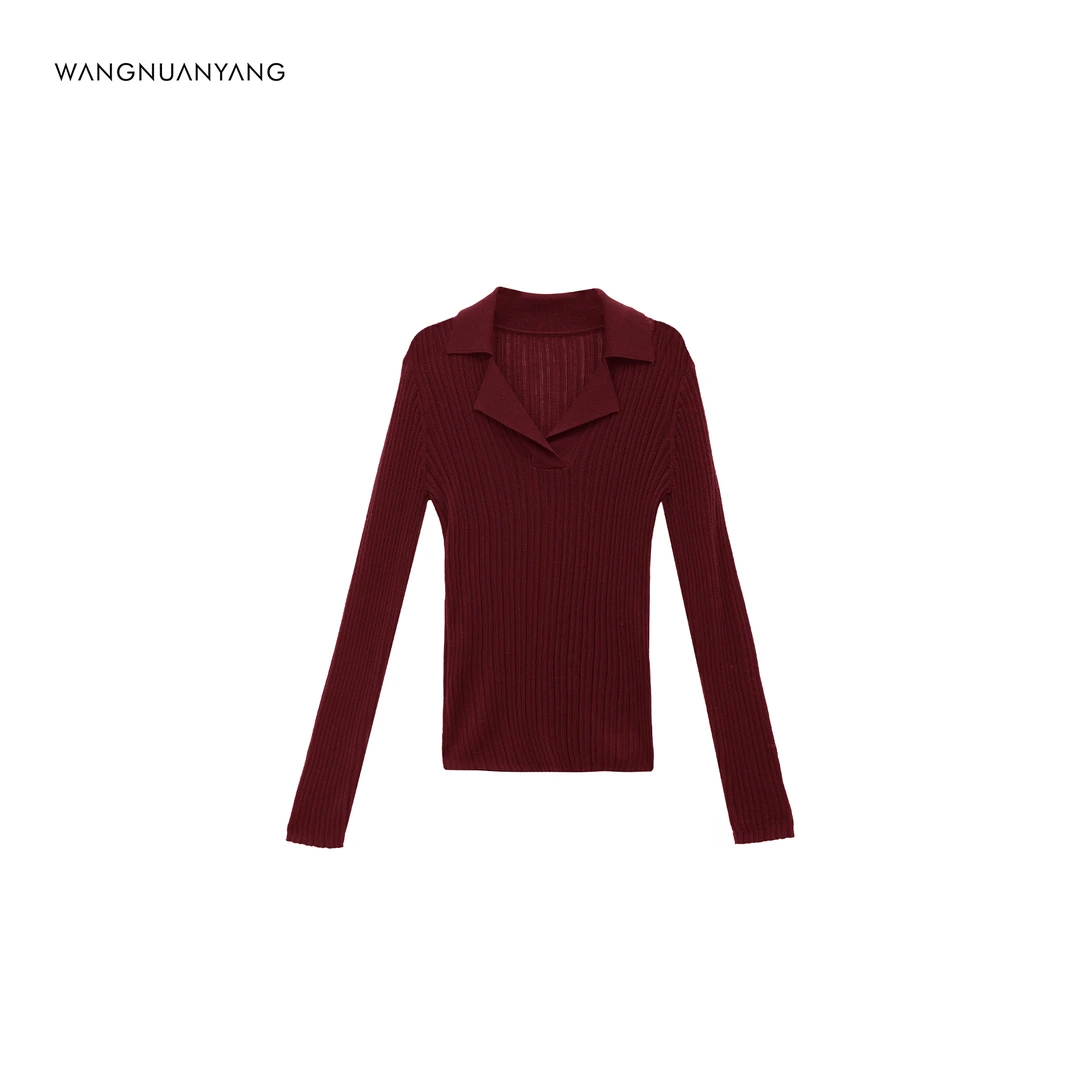 【王暖阳】苏醒玫瑰｜气质简约翻领百搭长袖针织衫