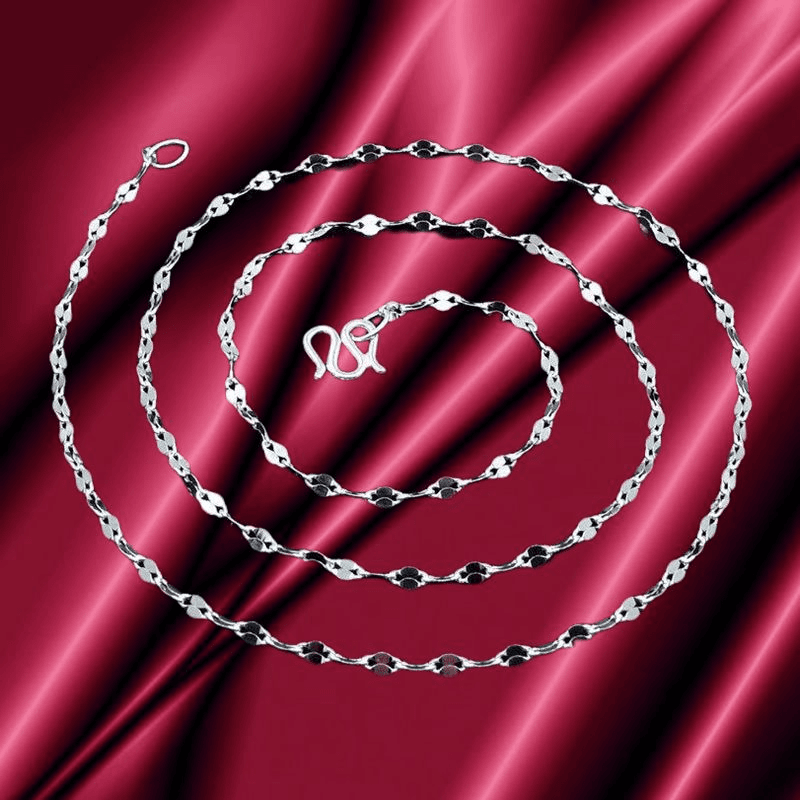 链子足银 45厘米9999嘴唇链女款素款锁骨链时尚简约女士气质项链