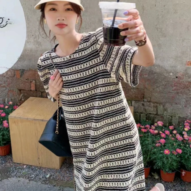 连衣裙女夏季新款女遮肚子减龄显瘦休闲中长款裙