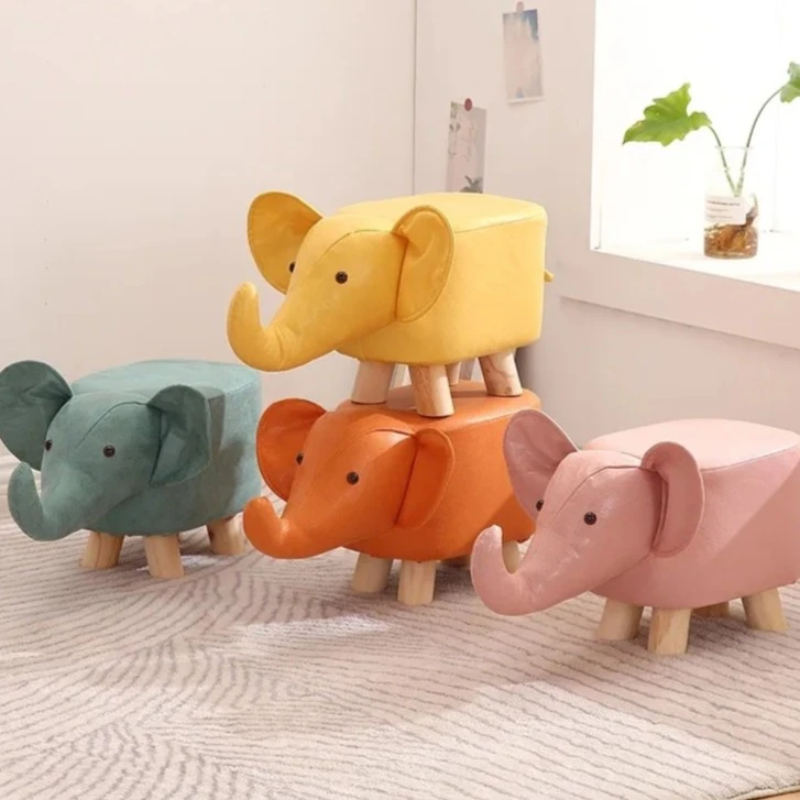 〖粉丝福利〗科技布小象换鞋凳家用小木板凳动物小凳子加高加宽