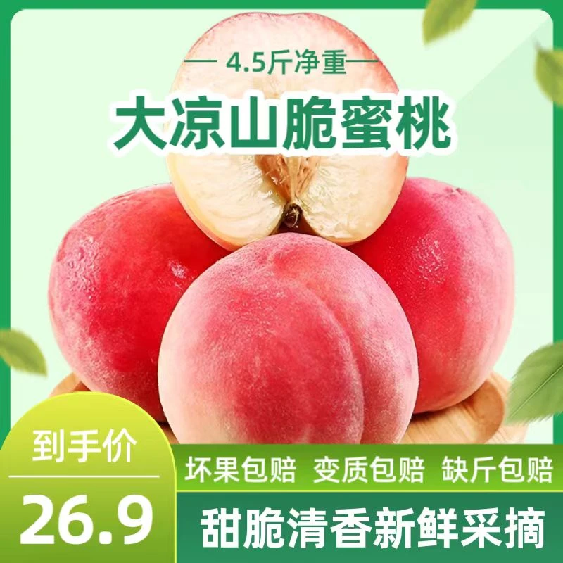 四川大凉山水蜜桃硬桃脆桃清甜口感个大饱满自然成熟现摘先发