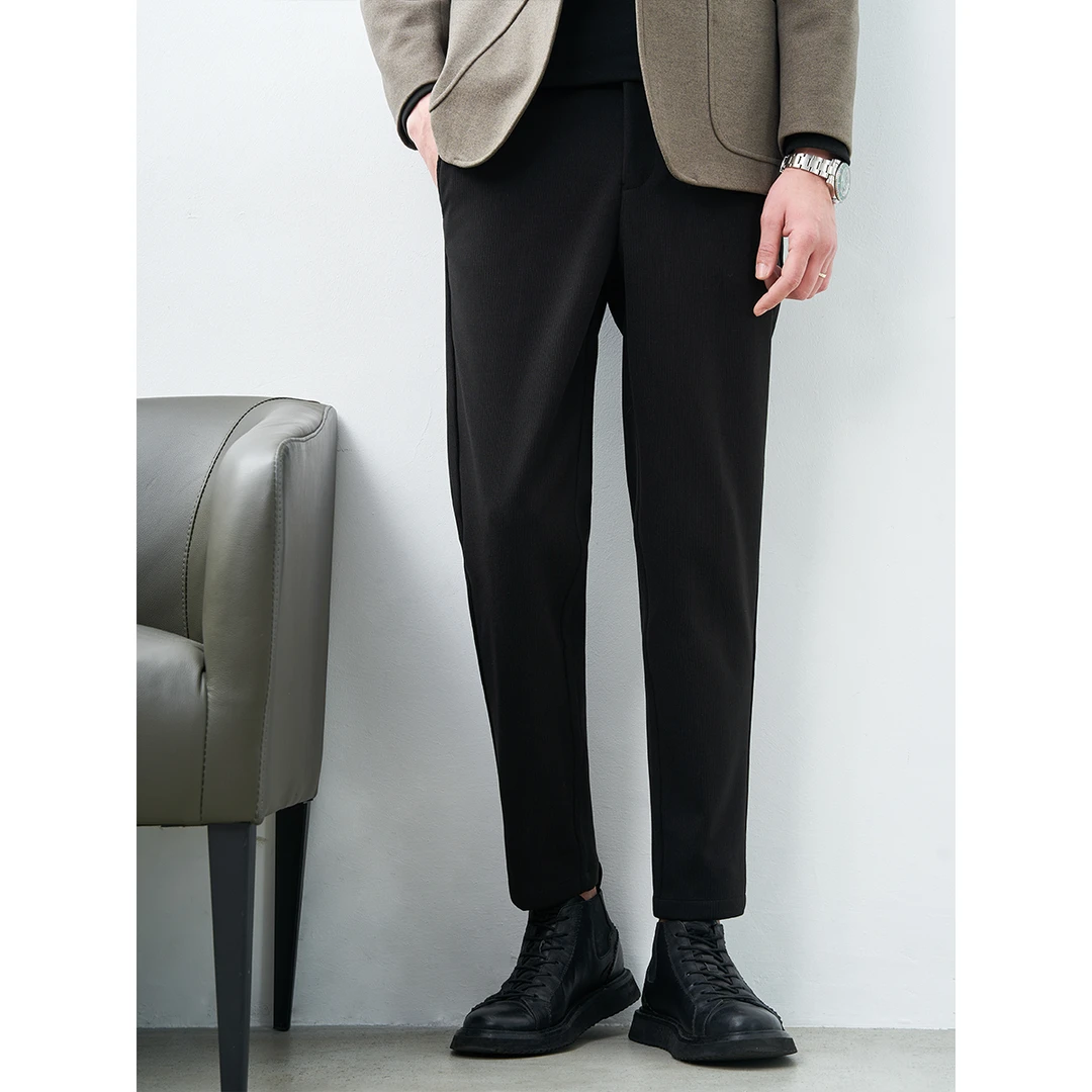 休闲裤春秋款商务秋冬西装百搭松紧腰宽松直筒通勤男西装裤9898