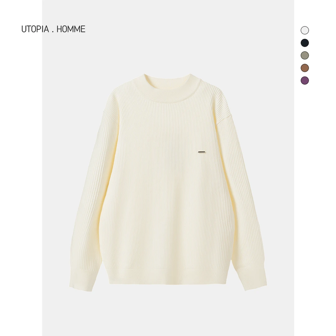 秋冬毛衣简约轻奢百搭款针织衫情侣宽松休闲中领66086, 高领66087