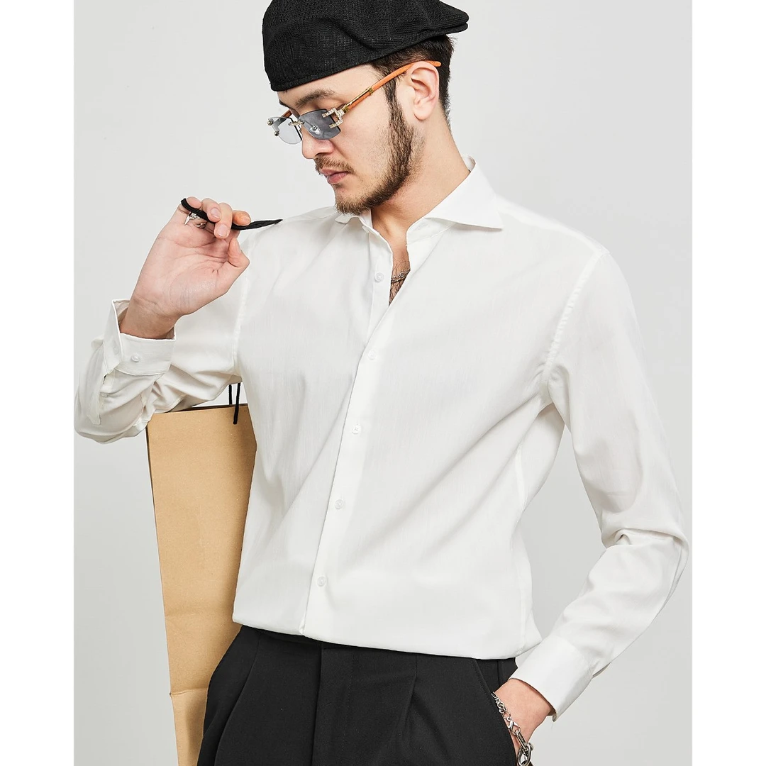 春夏新品 青年男长袖通勤衬衫 百搭潮流日系商务薄款休闲上衣 C22