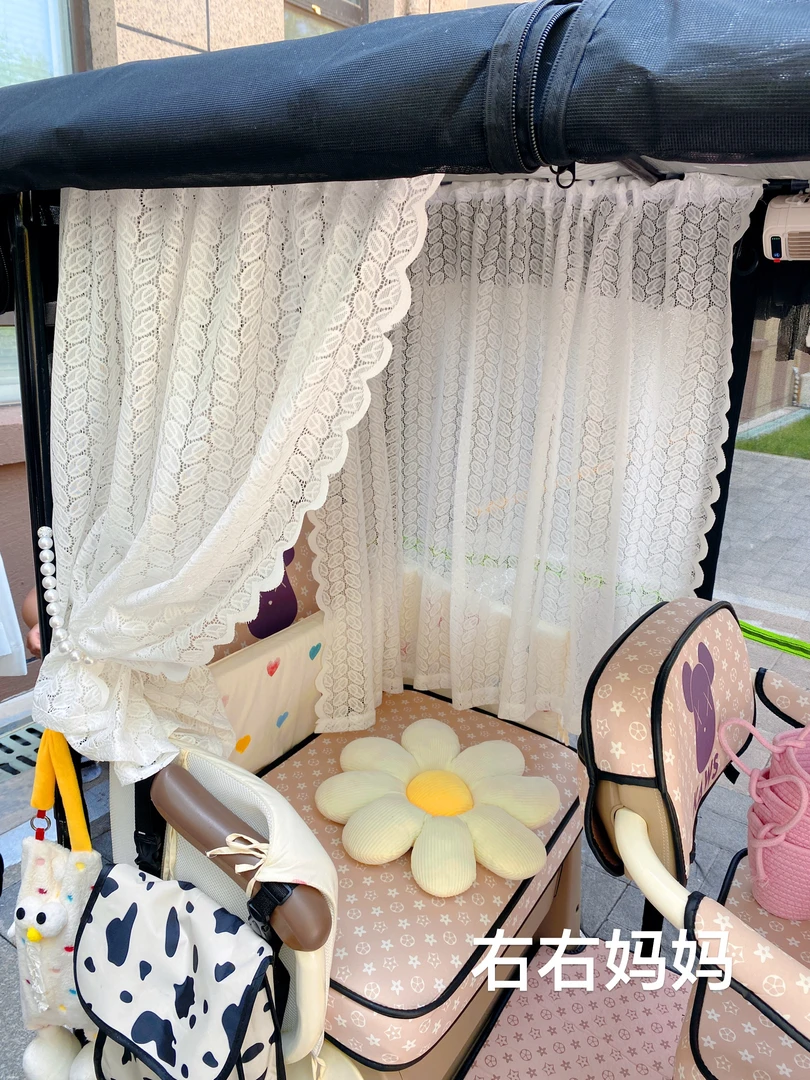 【右右妈妈专属】三轮车装饰防晒帘自粘纱帘短帘