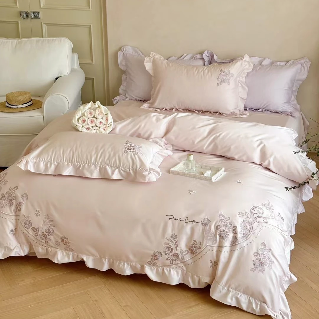 玫瑰花园-新款100支【50*50】贡缎长绒棉四件套