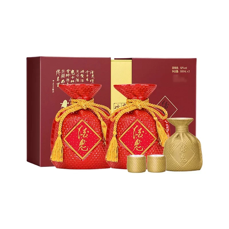 酒鬼红坛礼盒(500ml×2瓶) 馥郁香型白酒52度500ml