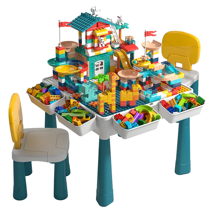 【多功能积木游戏桌】大颗粒拼装积木玩具DIY3-6岁儿童益智类学习桌