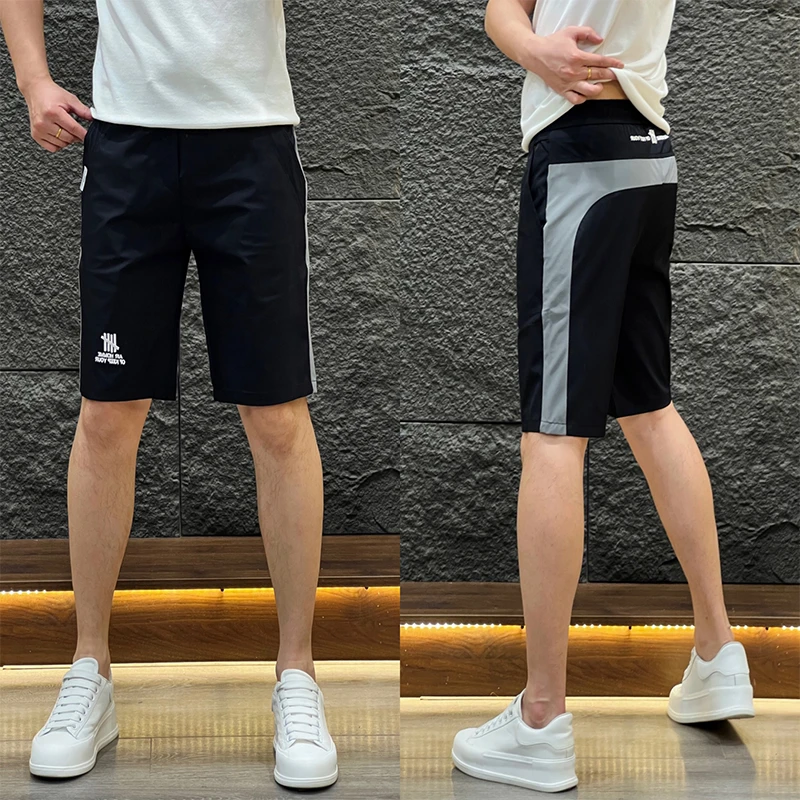 2025夏季短裤男士潮牌运动裤时尚条纹五分裤速干透气冰丝休闲中裤