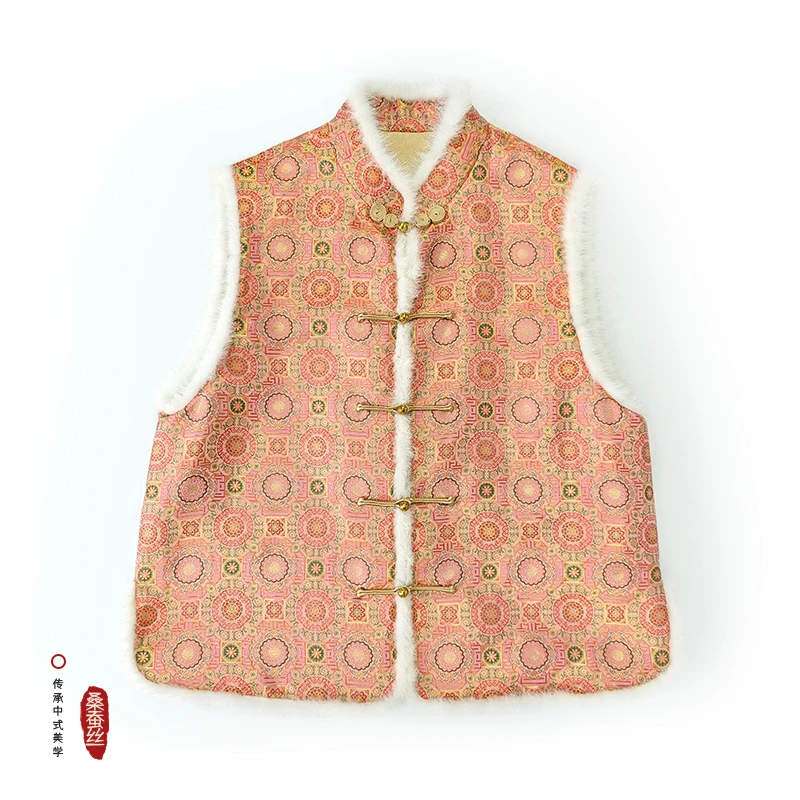 【夔龙八达晕】陆美英宋锦马甲 带钢印 加厚冬装满分桑蚕丝WD019