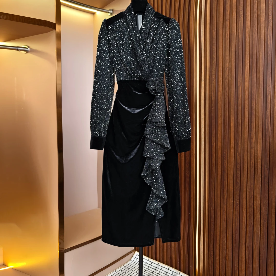 2025新款满天星气质显瘦修身宴会礼服长裙-85908