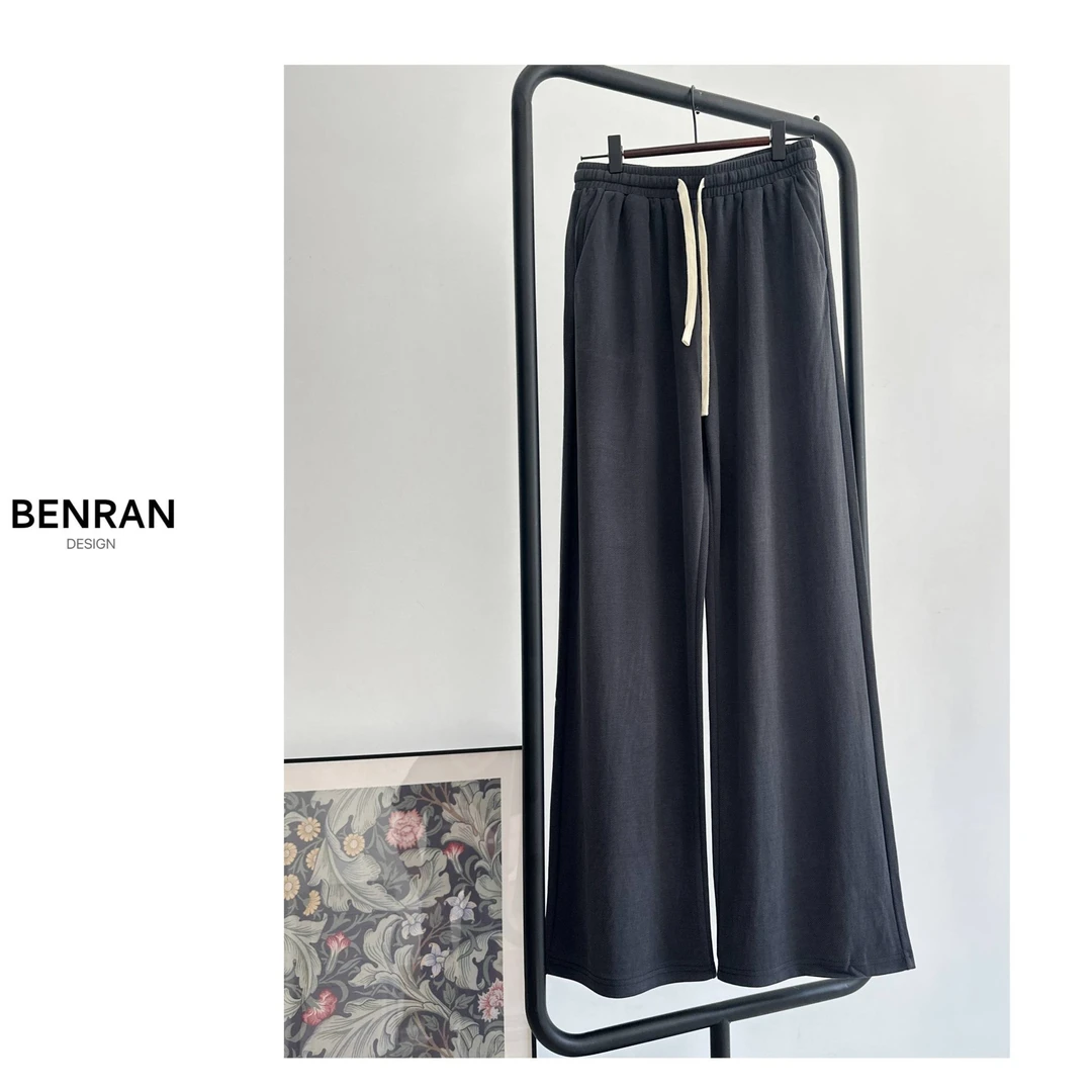 【BENRAN】女士铜氨丝显瘦运动时尚休闲百搭薄款阔腿裤