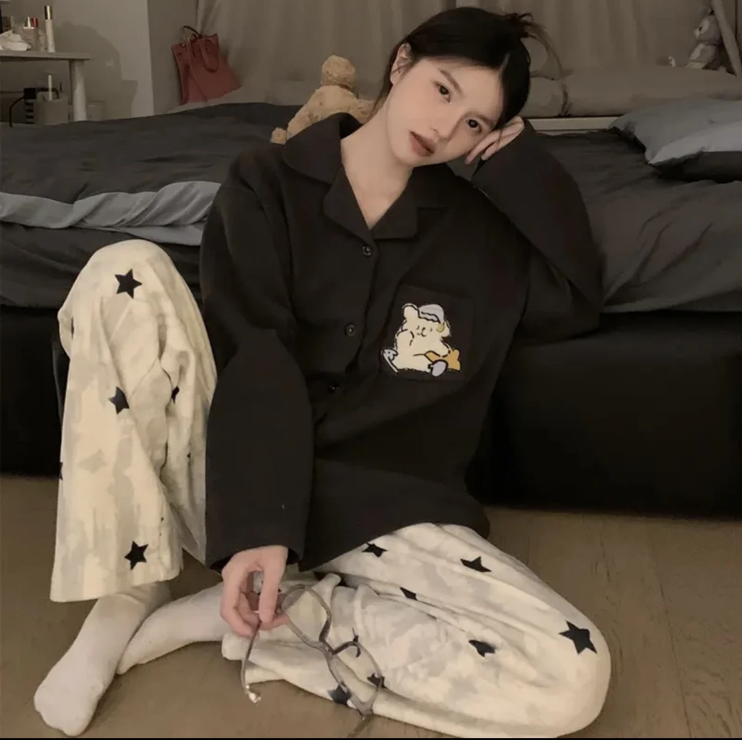 【升级版·黑科技加厚发热德绒】可爱小狗保暖休闲套装