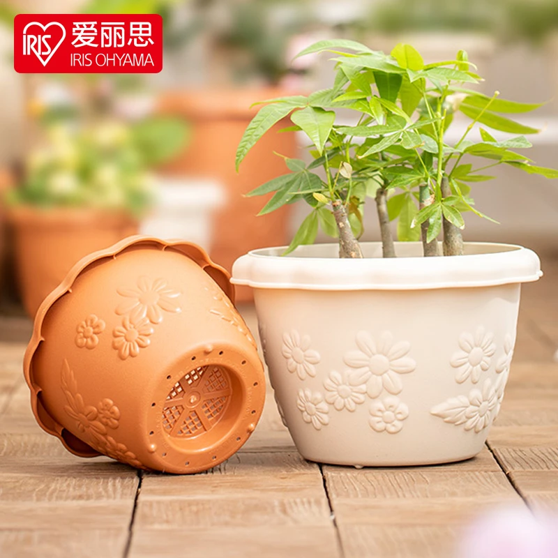 爱丽思树脂波纹浮加厚花盆爱丽丝多肉绿萝植物塑料懒人家用透气