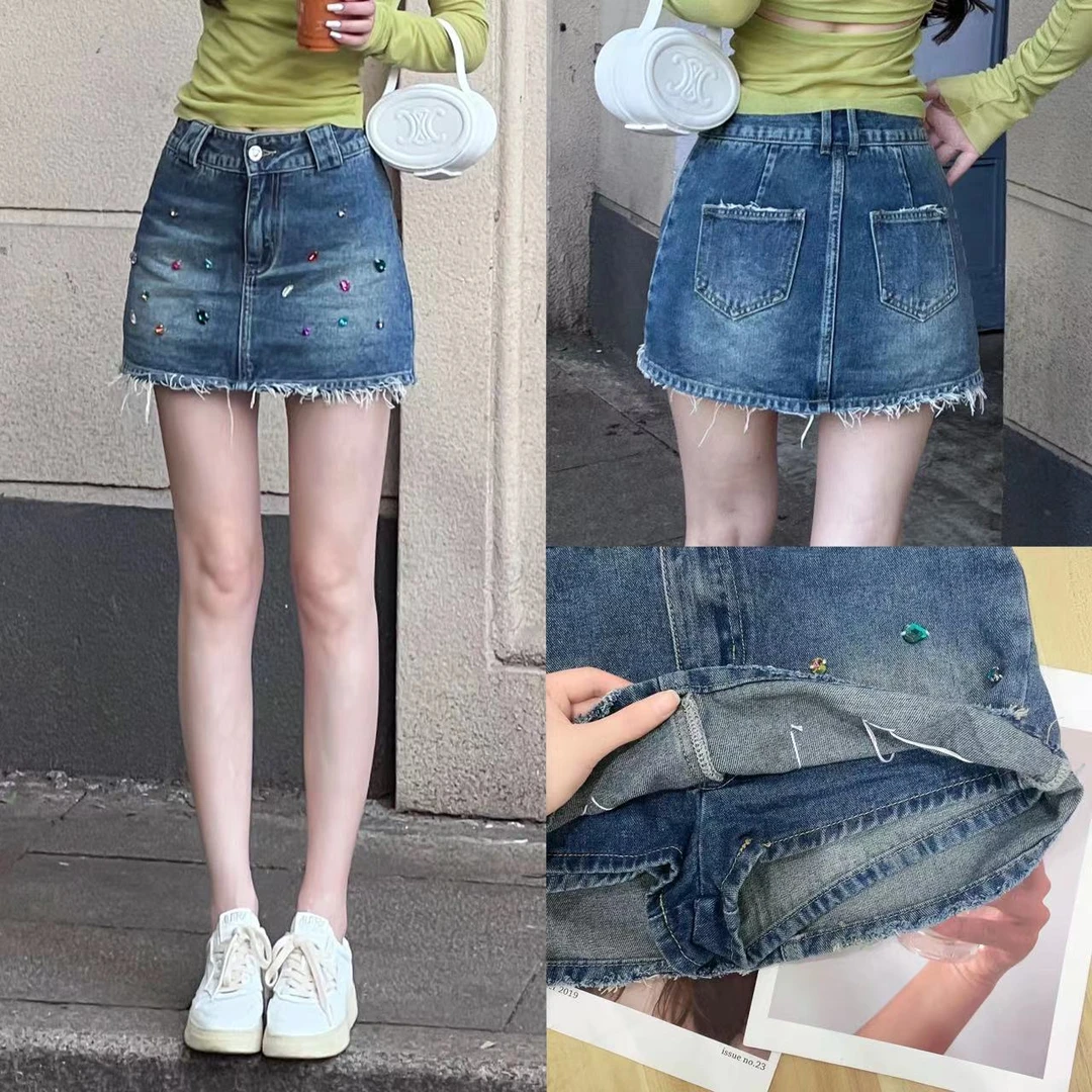 《Y2K千禧风》重工绣钻牛仔裙