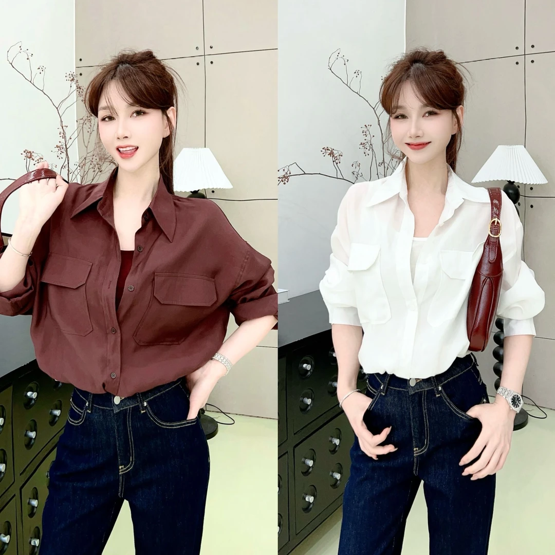 《法式设计感》高级时髦假两件polo衬衫 （衣长50）（#S251）