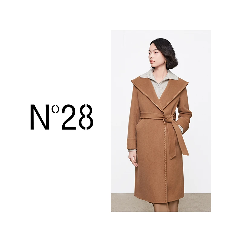 N°28 双面呢大衣气质时尚女士设计师冬季经典翻领大衣8352D283