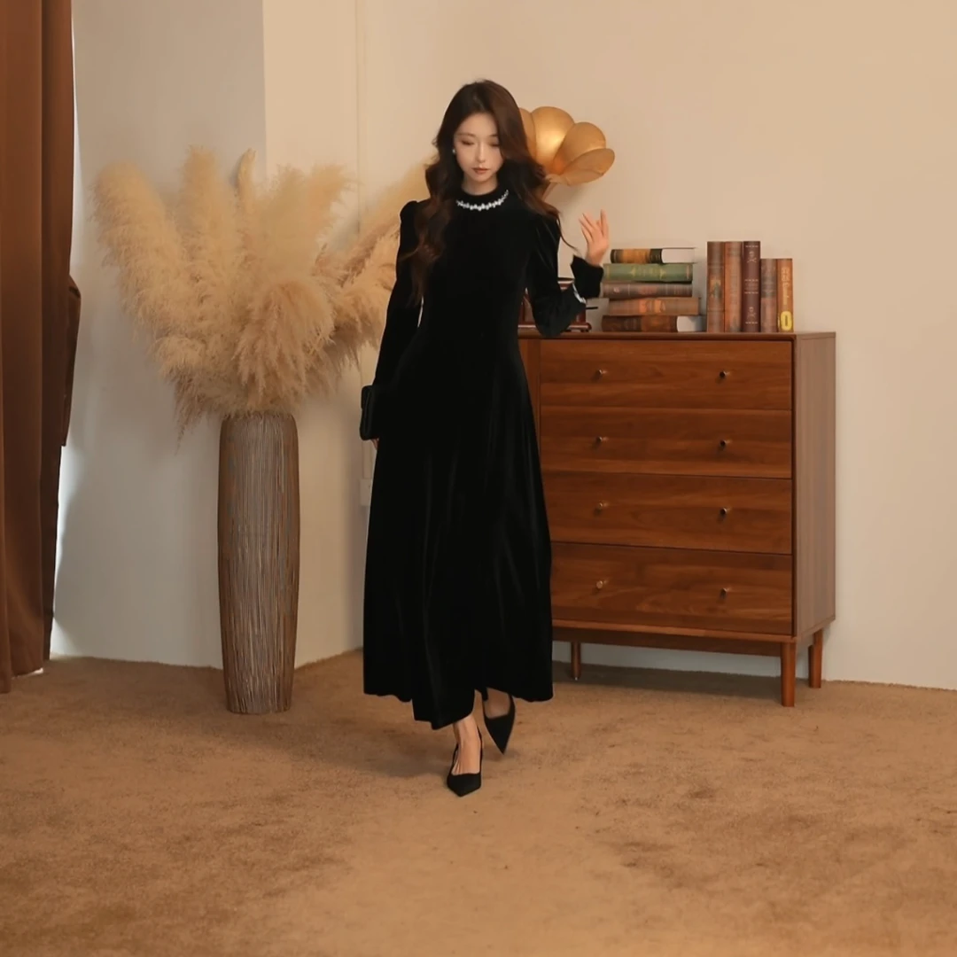 【大金】秋冬法式新款高级感气质修身显瘦连衣裙-MS20014