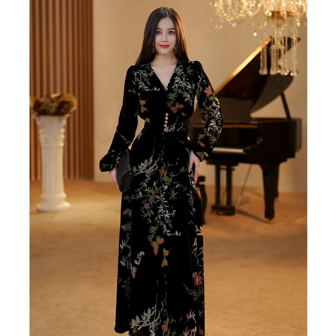 【JOSIE定制】缪斯女王 显瘦秋冬新品气质高级感小众连衣裙-YL20033