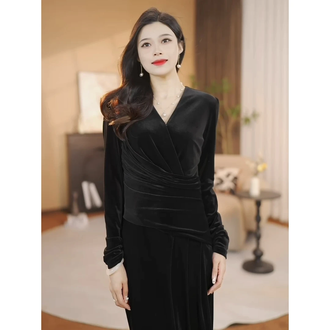 【罗曦】绒绒细语秋季新款法式收腰显瘦直筒连衣裙-YL11077