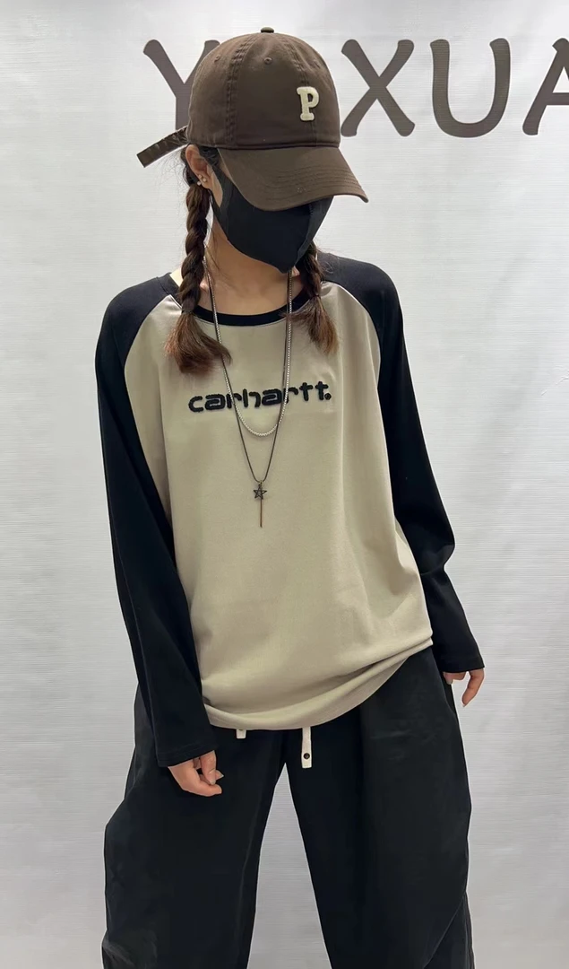 81007女款秋款圆领小字母时尚休闲百搭长袖T恤