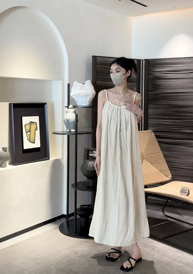 MFN设计款麻麻宽松连衣裙