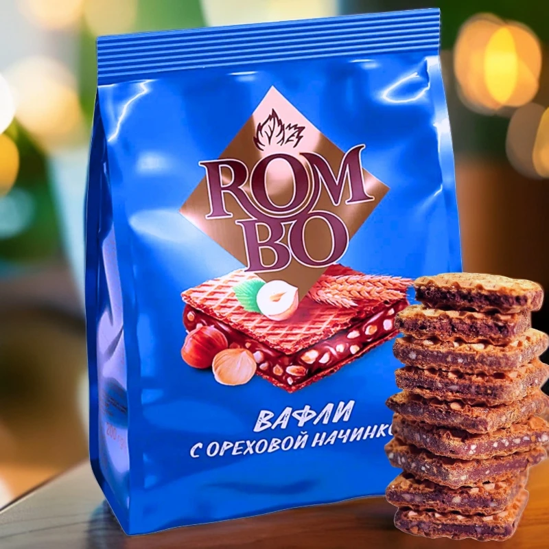俄罗斯原装进口KDV榛仁巧克力夹心威化饼干可可脂休闲零食200克