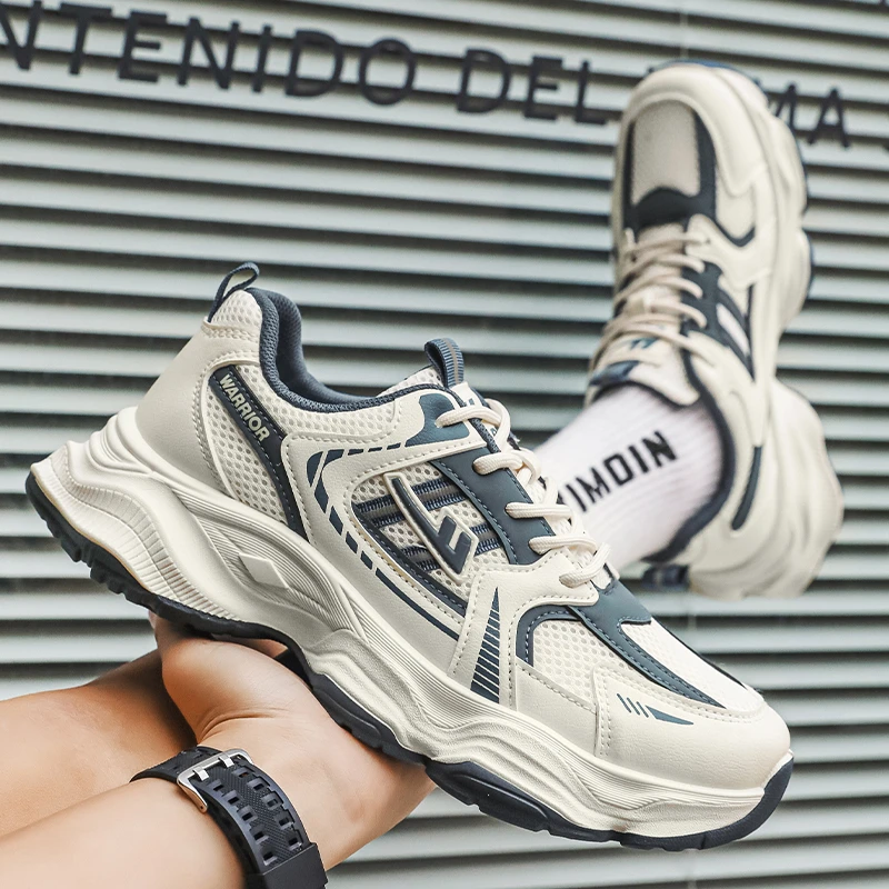 学生跑步网面鞋厚底潮鞋青少年透气百搭休闲男士老爹鞋夏季ins鞋