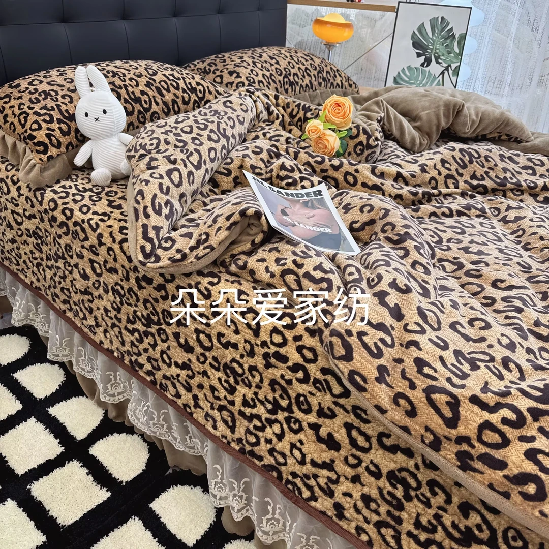 花边款加厚牛奶绒床盖秋冬加厚保暖床单柔软四件套牛奶床上四件套