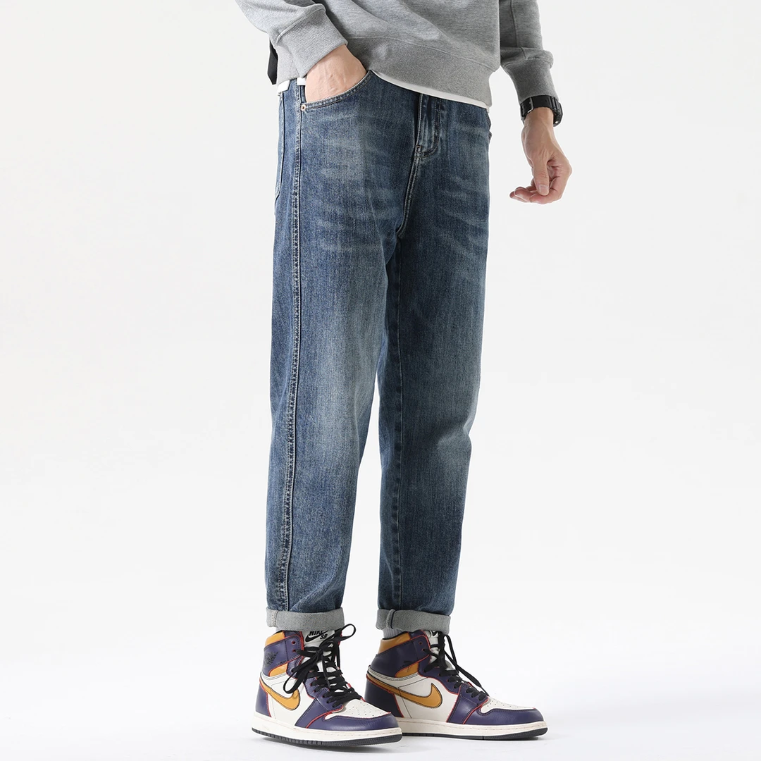 布衣传说 12oz中磅裤 秋季牛仔裤子男款宽松直筒休闲长裤潮牌
