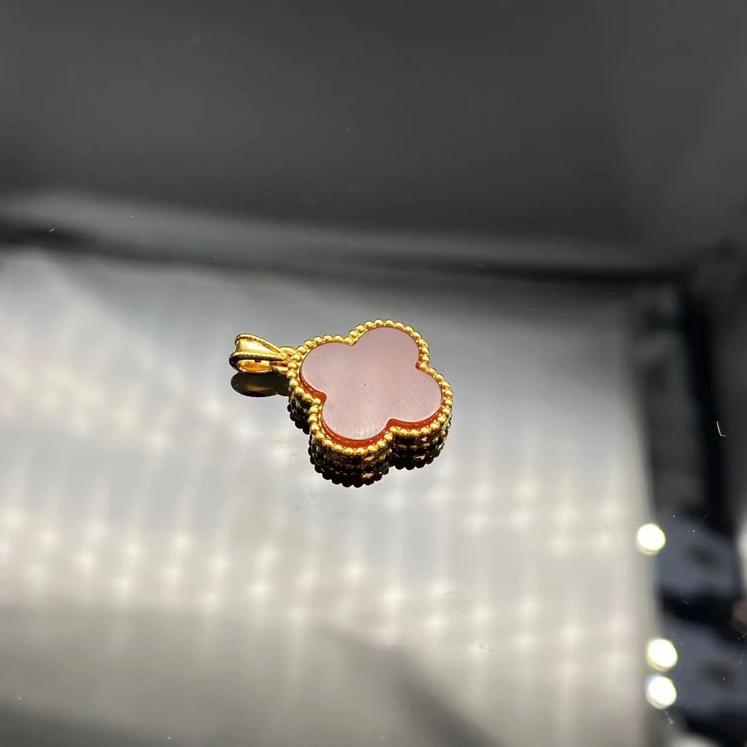 【老铁专属】18k金（k黄）红色玛瑙四叶花花吊坠，未脱模YH
