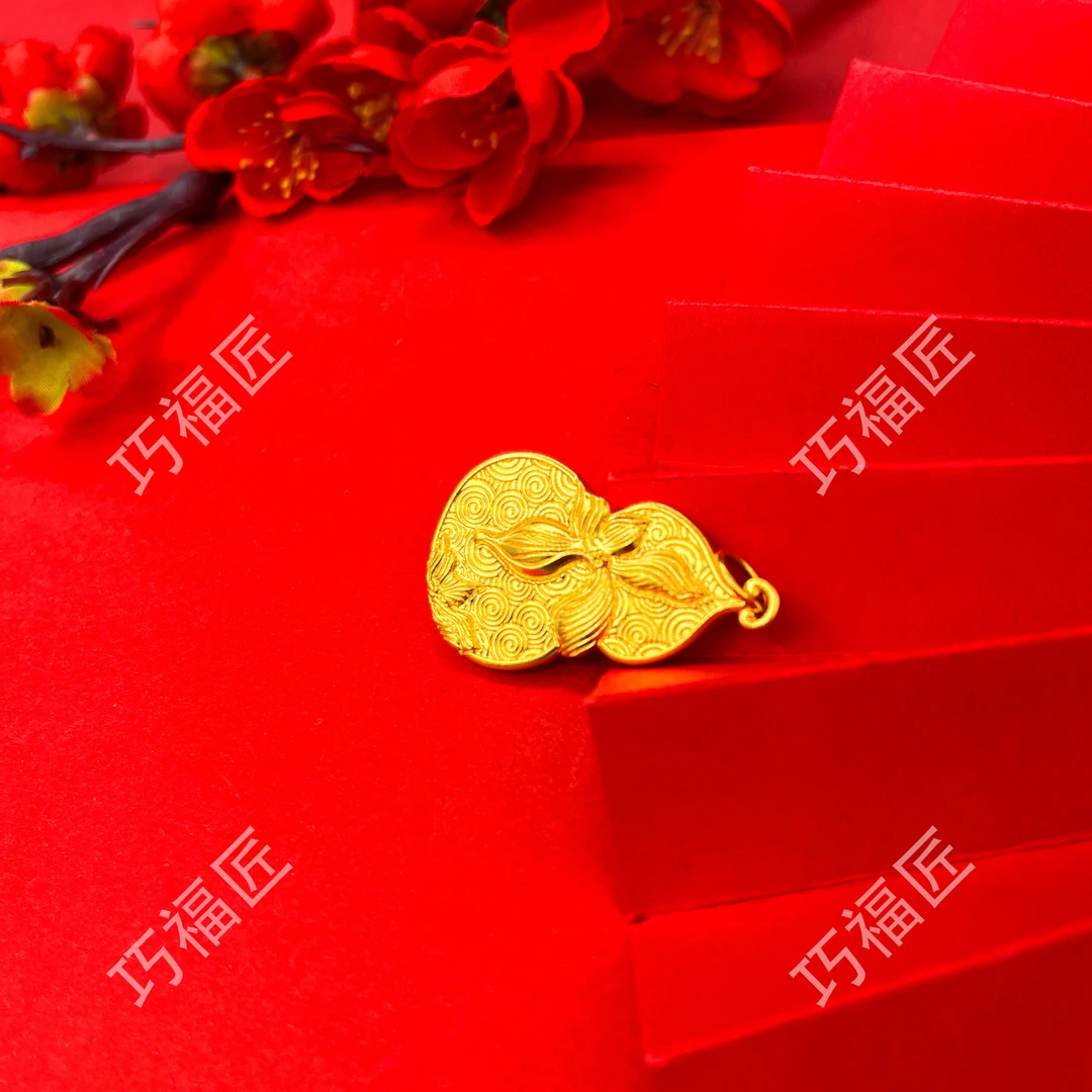 吊坠足银 锤纹葫芦吊坠 包银复古中古精美