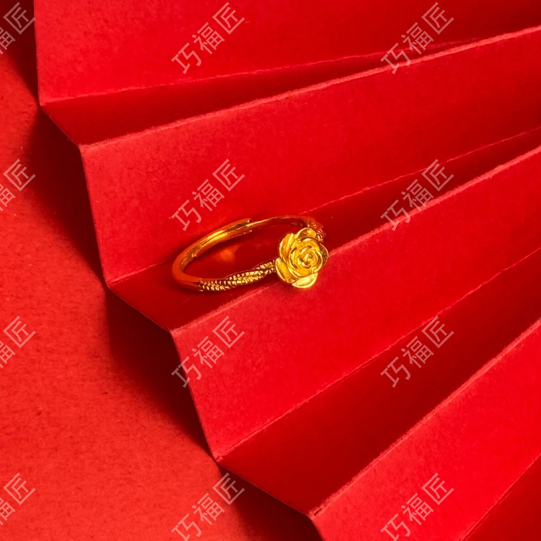 足银戒指 玫瑰花戒指 女款气质轻奢时尚百搭可调节