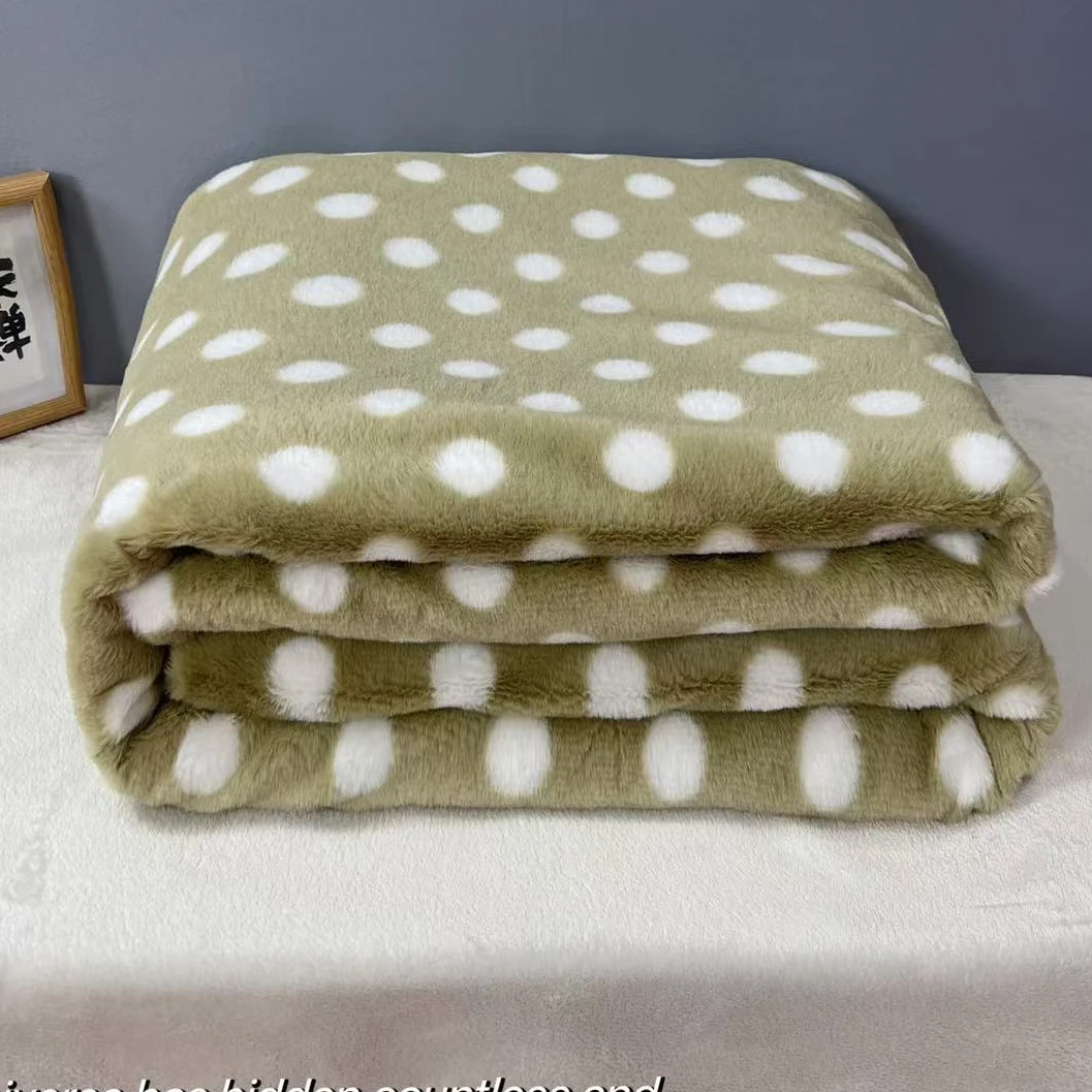 【秋冬新款】高端貂绒圆点印花兔毛AB面加厚被罩200.230.亲肤舒适.