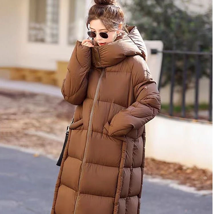 2024棉服女韩版宽松加厚新款长连帽冬季过膝棉衣棉袄外套0188