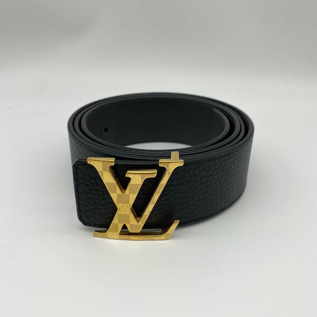 95新 LouisVuitton/路易威登 金扣黑色双面95码皮带/9306631