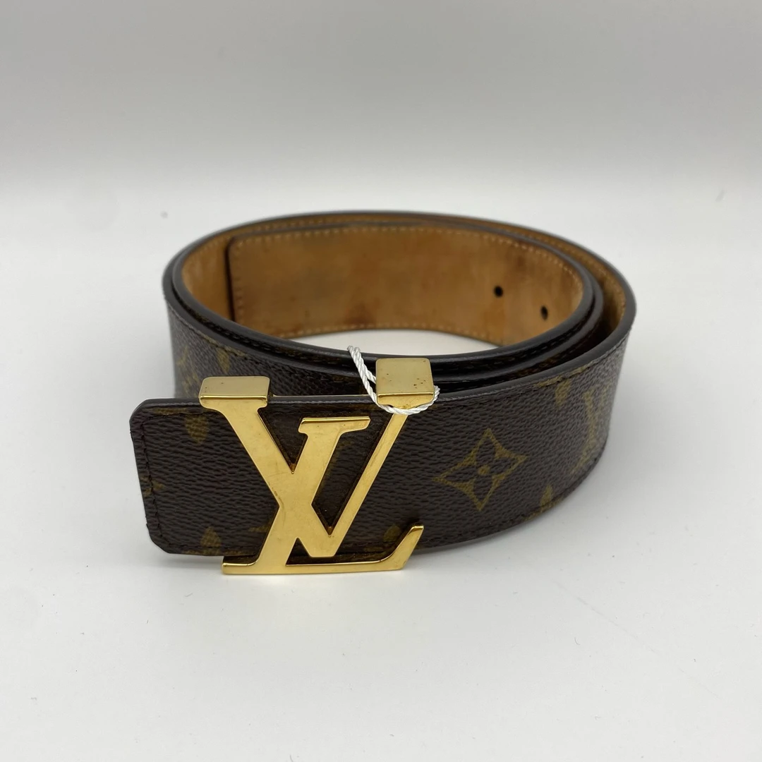 95新 LouisVuitton/路易威登 老花金扣单面90码皮带，9165496