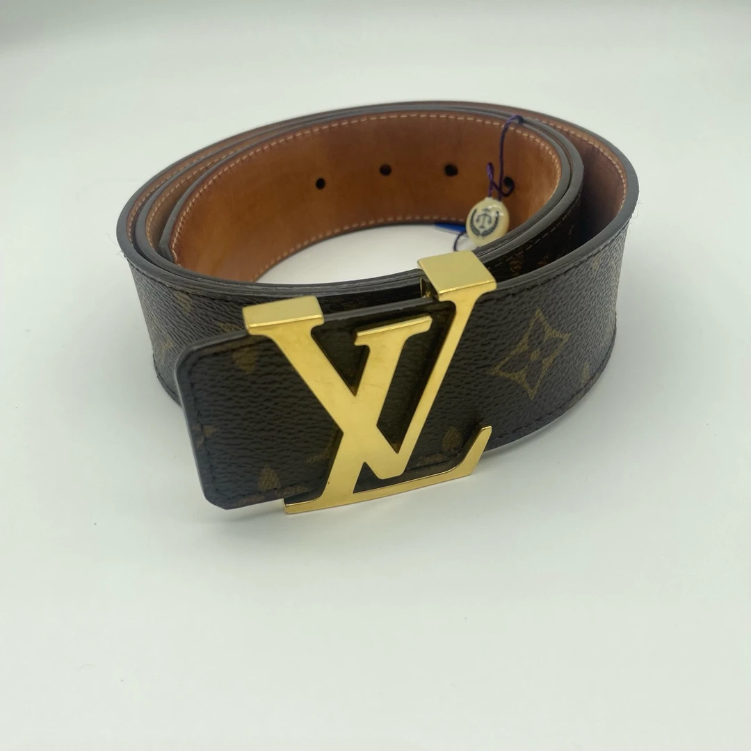 95新 LouisVuitton/路易威登 95码老花金扣单面皮带10488047