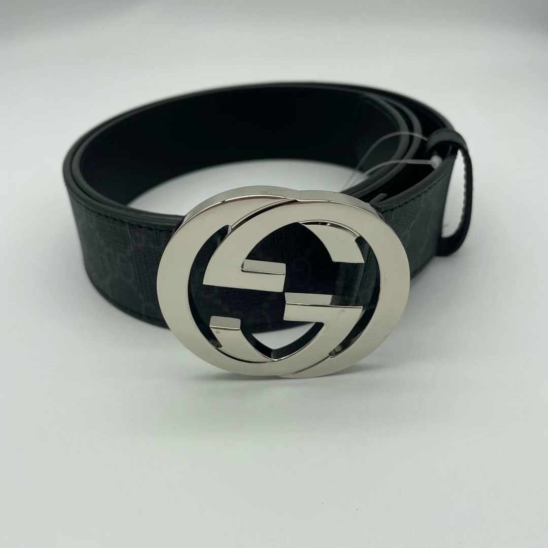 95新 GUCCI/古驰 97新古驰黑色印花银头皮带95码已过检9292763
