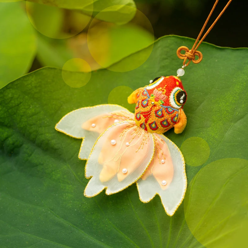 锦鲤平安符刺绣手工diy材料包金蝉香囊随身挂件原创荷包福 中秋节