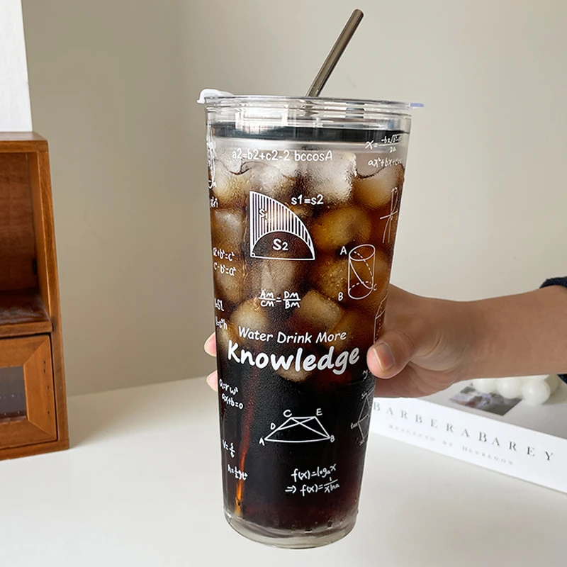 玻璃杯大容量水杯耐热吸管杯网红爆款美式咖啡高级感杯子ins杯子