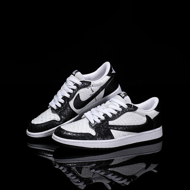 NIKE/耐克黑白熊猫蟒蛇皮低帮【定制球鞋】百搭透气时尚运动鞋潮鞋