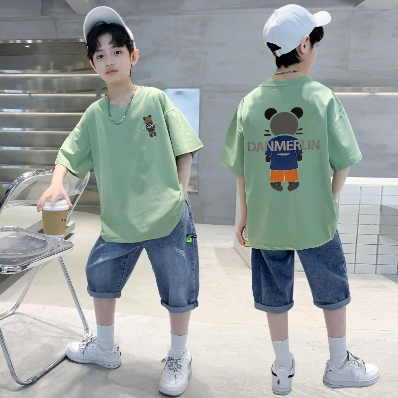 儿童装男童夏装套装2023新款夏季男孩中大童卡通薄款夏款酷帅气潮