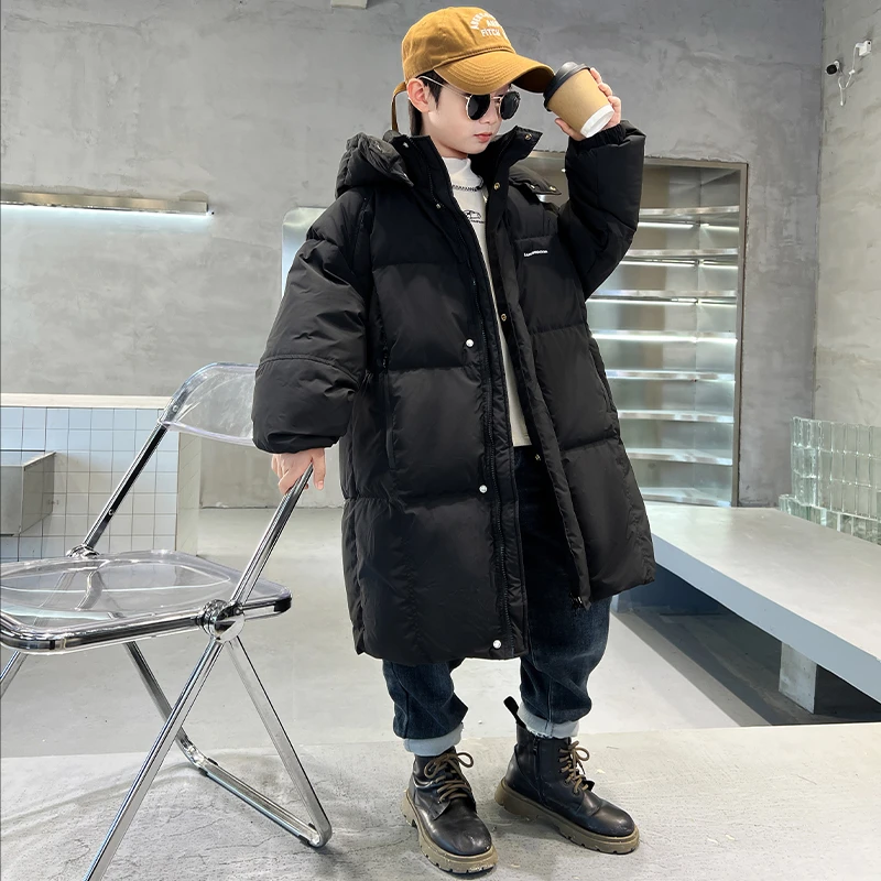 男童中长款棉服冬季2023新款儿童棉衣大童男孩冬装款袄子加厚外套