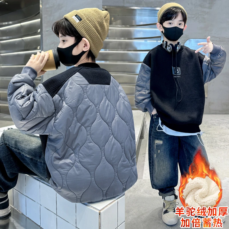 男童卫衣加绒加厚冬季2024新款潮流洋气中大儿童深秋冬保暖潮帅酷