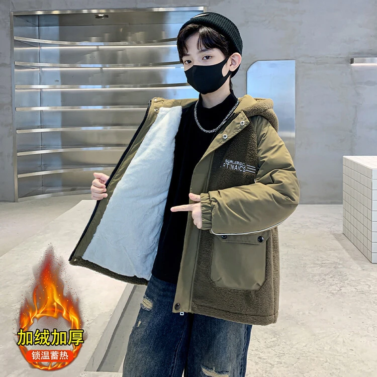 男童冬季外套加厚帅气2023上新款潮帅中大童冬装儿童深秋冬运动酷