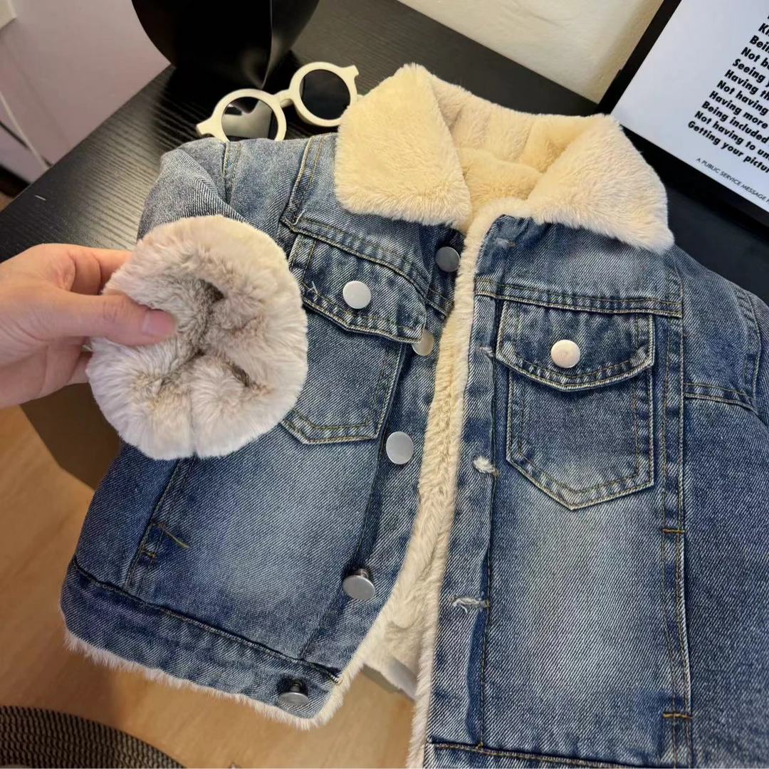 【浮光掠影】兔貂牛仔外套儿童加厚保暖冬款中小童男童翻领牛仔衣