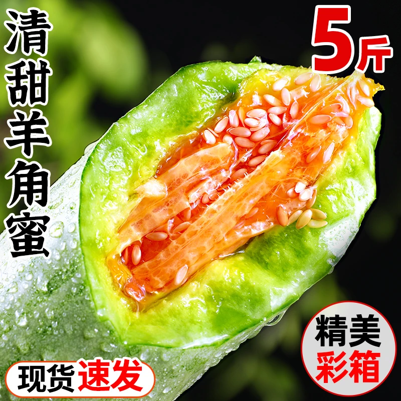 山东羊角蜜甜瓜10斤水果新鲜当季脆蜜瓜香瓜博洋5羊角脆整箱包邮