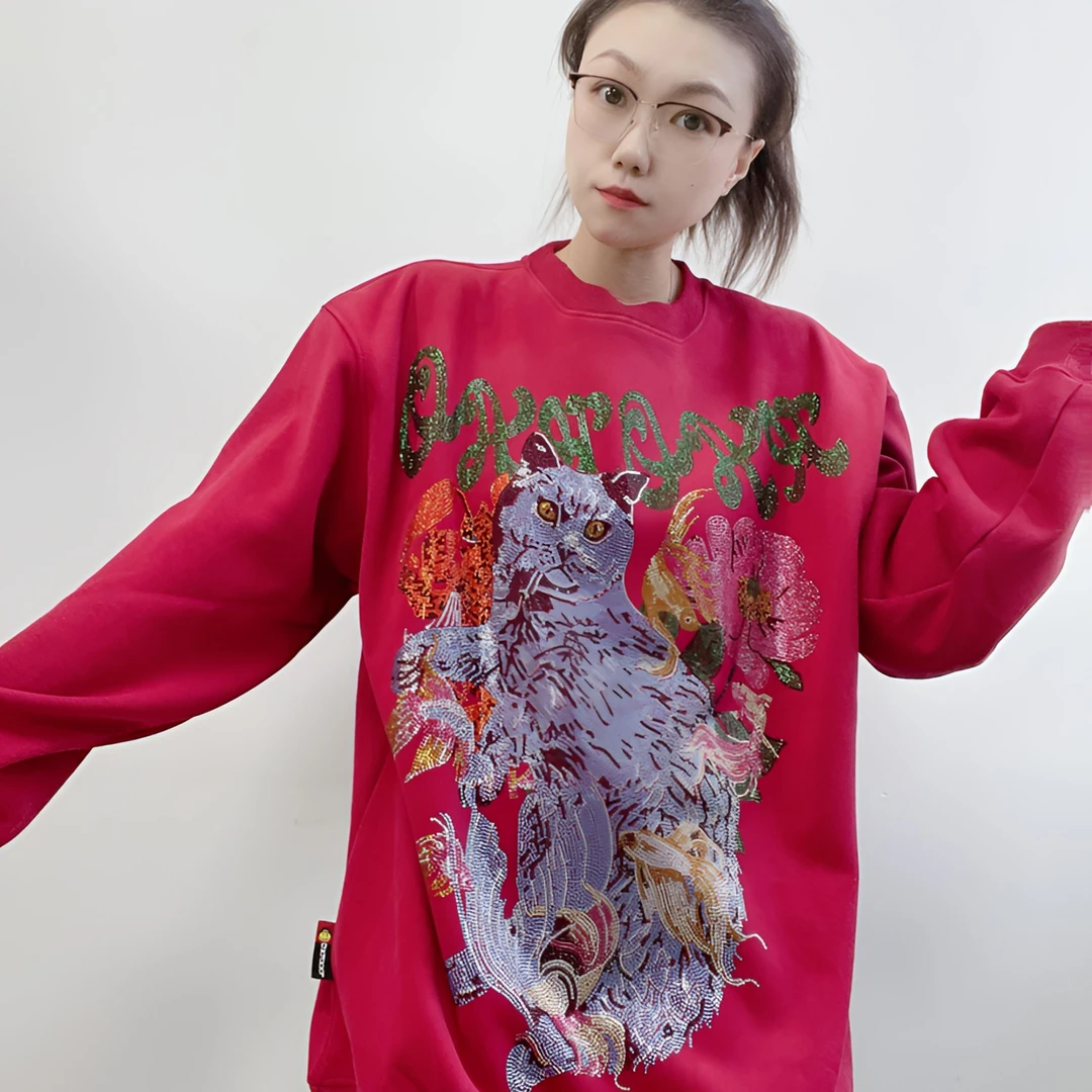 【701-799系列】女士秋冬大版重工烫钻时尚百搭显瘦休闲潮流卫衣